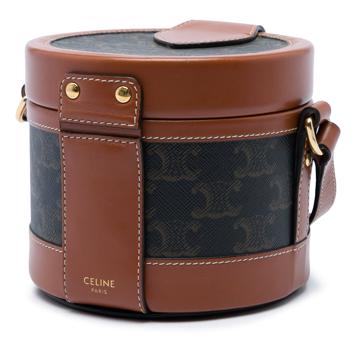 Celine Small Triomphe Coated Canvas Tambour Crossbody