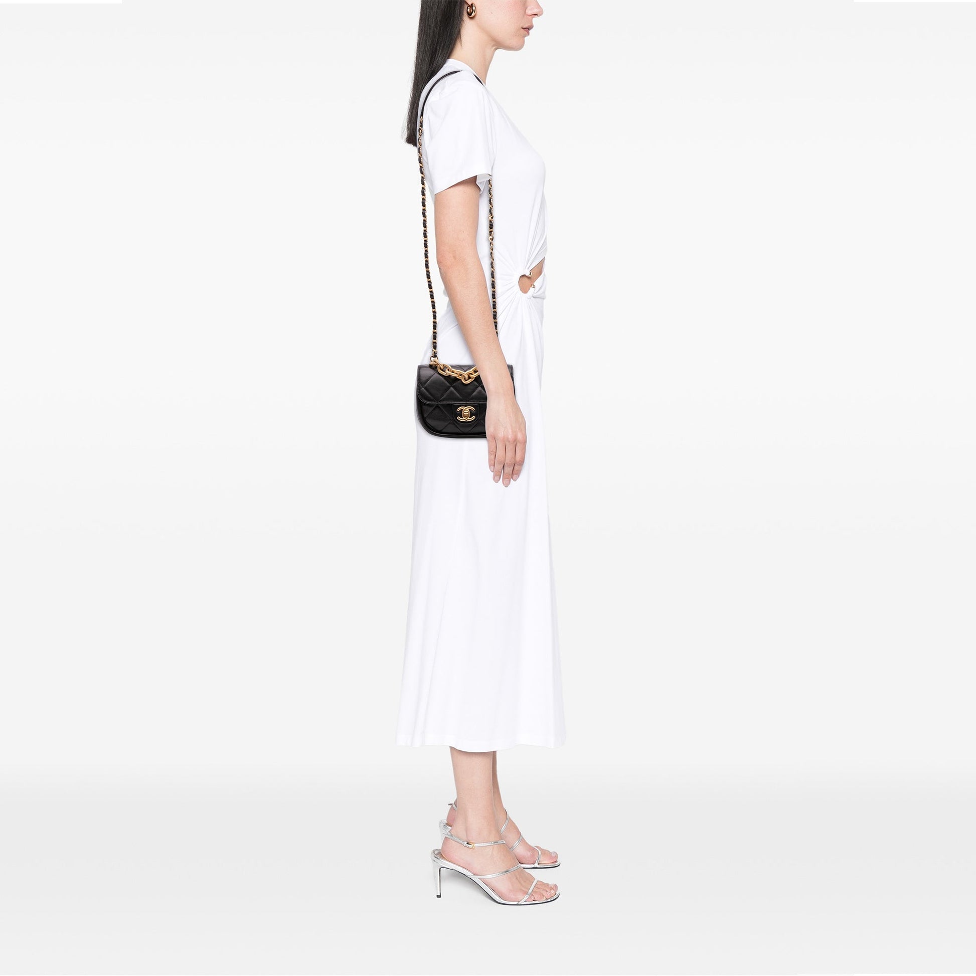 Chanel Mini CC Quilted Calfskin Round Moon Messenger Flap