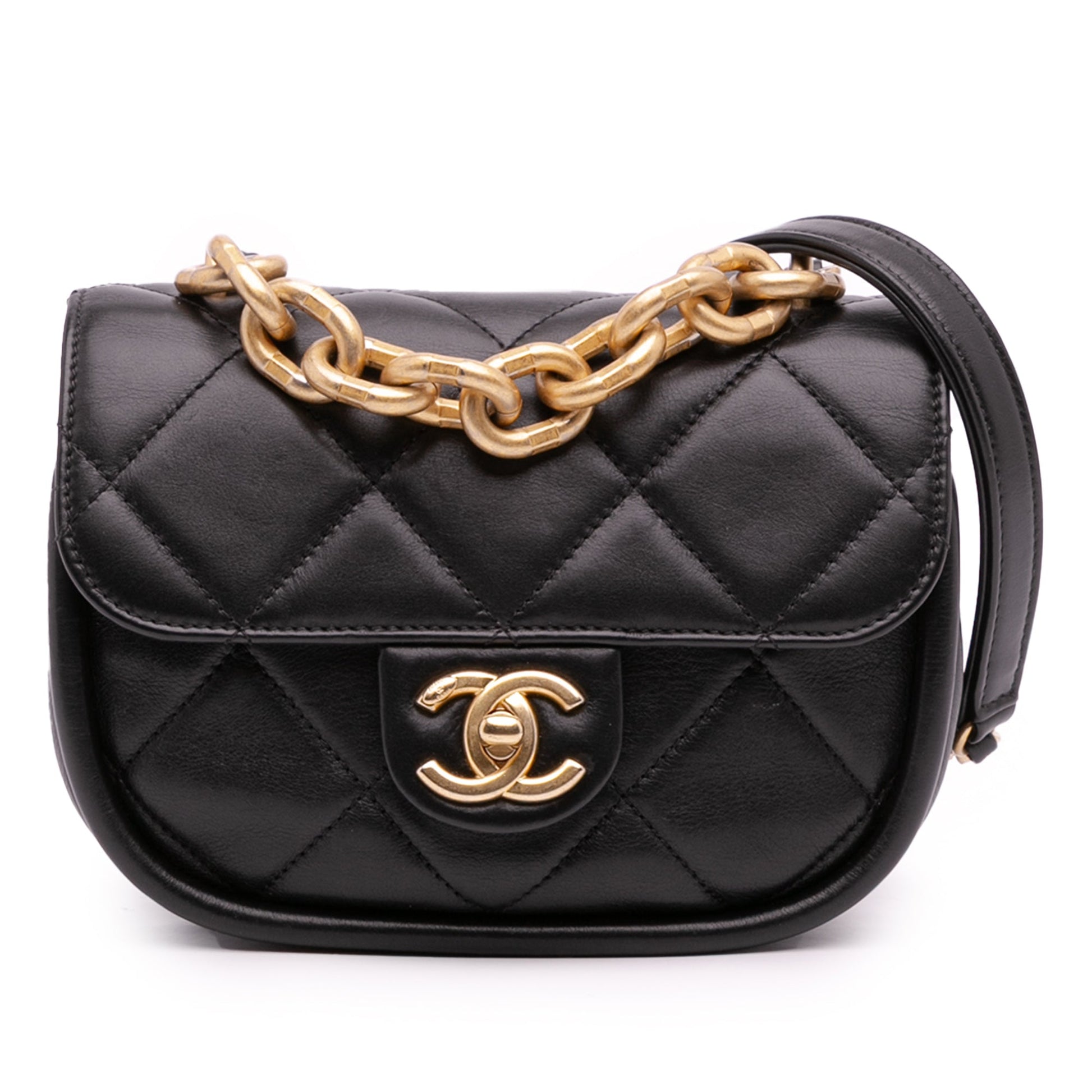 Chanel Mini CC Quilted Calfskin Round Moon Messenger Flap
