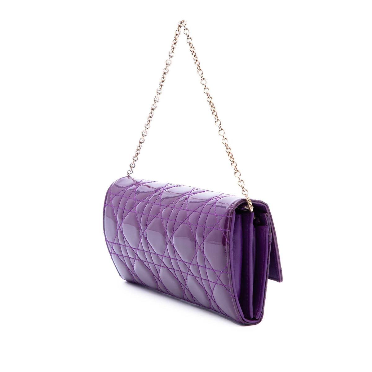 Dior Patent Cannage Lady Dior Wallet On Chain