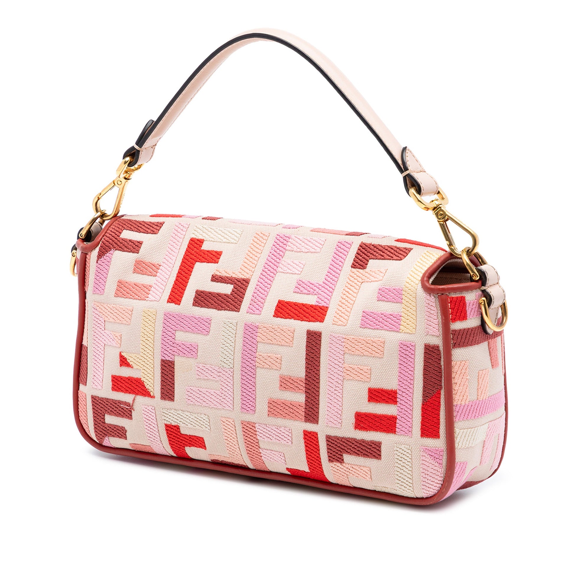 Zucca Embroidered Canvas Baguette Satchel
