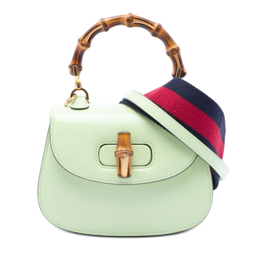 Gucci Mini Calfskin Web 1947 Bamboo Top Handle Bag
