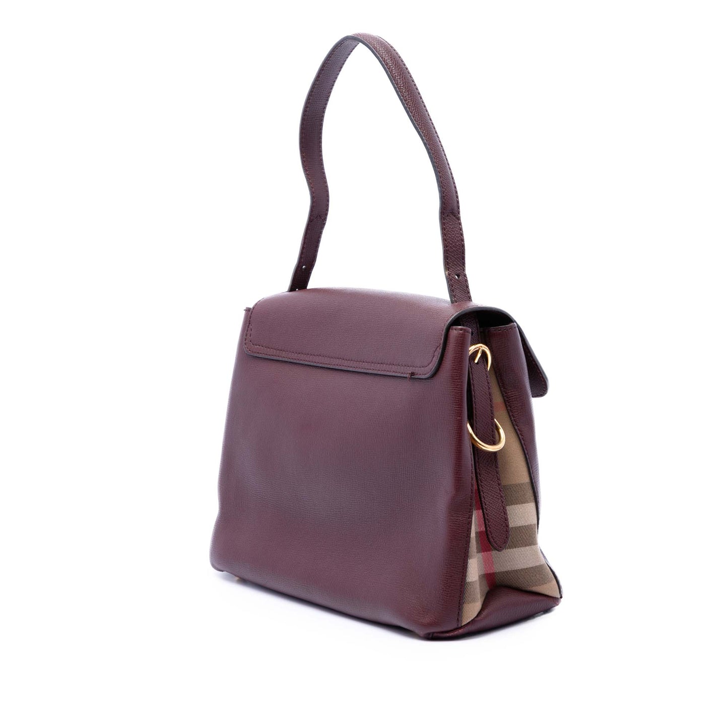 Burberry Medium House Check Trimmed Leather Camberley Satchel