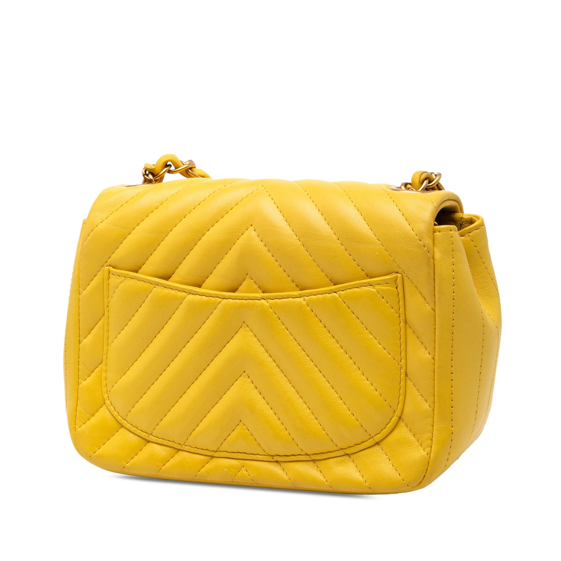 Chanel Mini Square Classic Chevron Lambskin Single Flap