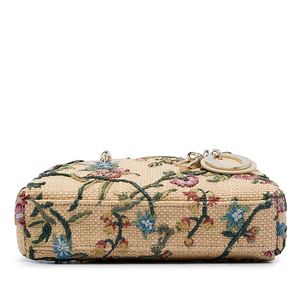 Dior Micro Floral Embroidered Raffia Lady D Joy — Beige