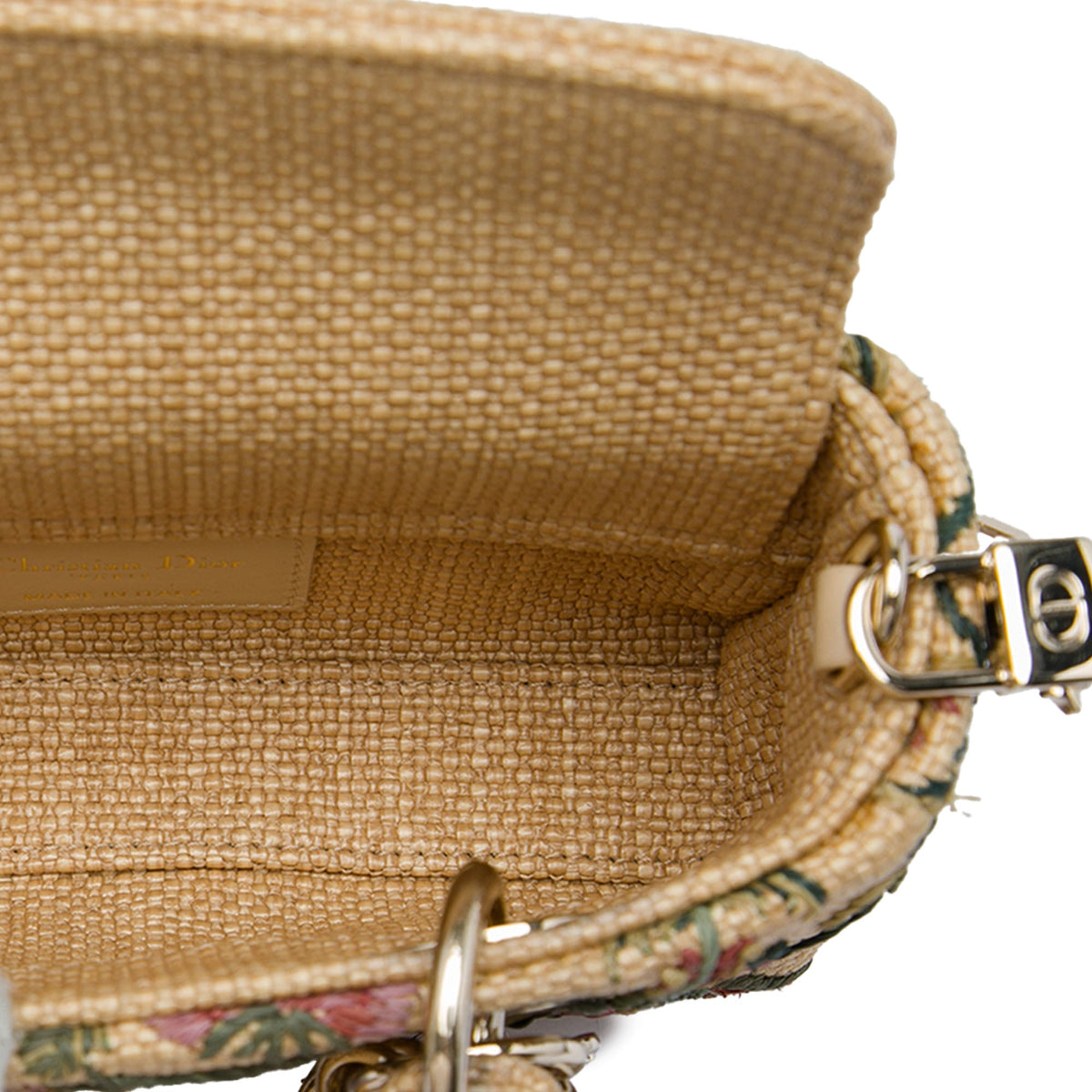 Dior Micro Floral Embroidered Raffia Lady D Joy — Beige
