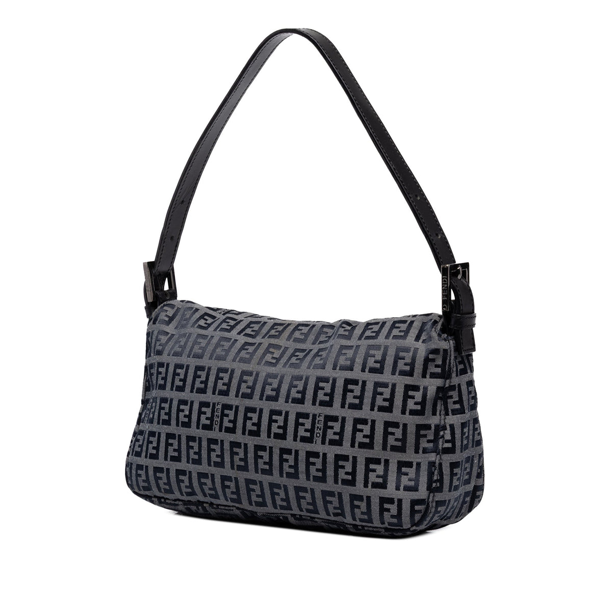 Fendi Zucchino Canvas Double Flap Shoulder Bag — Gray