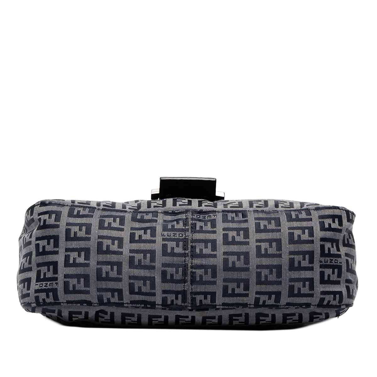 Fendi Zucchino Canvas Double Flap Shoulder Bag — Gray