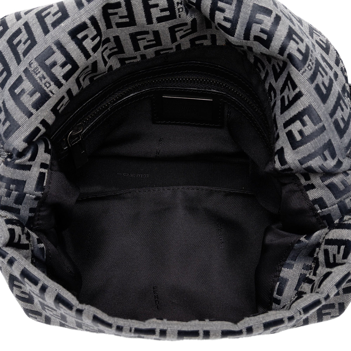 Fendi Zucchino Canvas Double Flap Shoulder Bag — Gray
