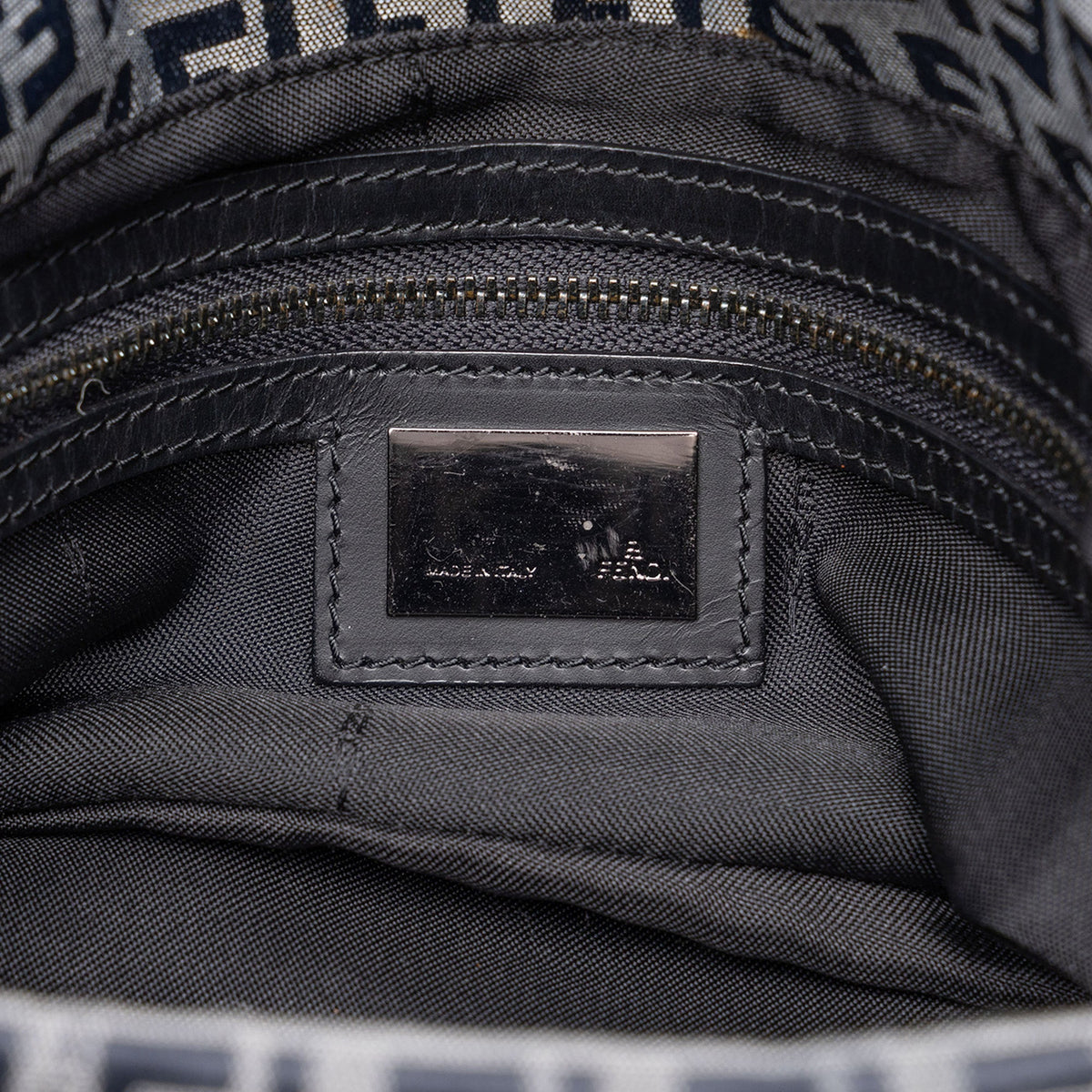Fendi Zucchino Canvas Double Flap Shoulder Bag — Gray