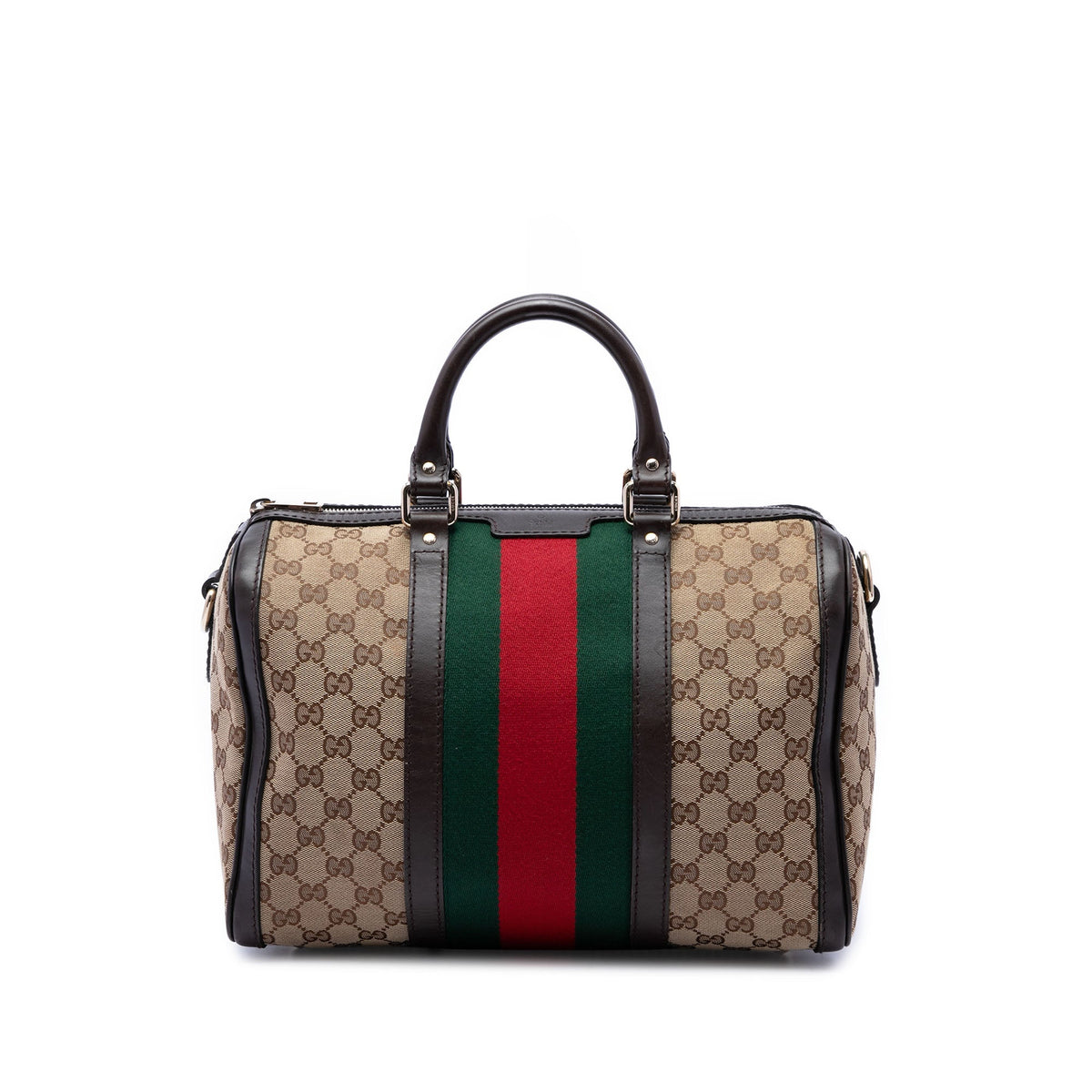 Gucci Medium GG Canvas Web Joy Boston Bag — Beige