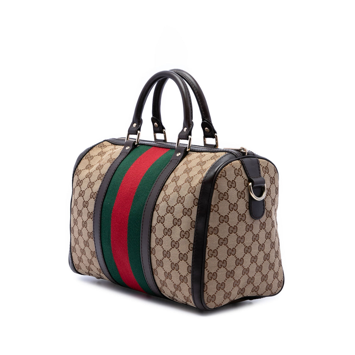Gucci Medium GG Canvas Web Joy Boston Bag — Beige