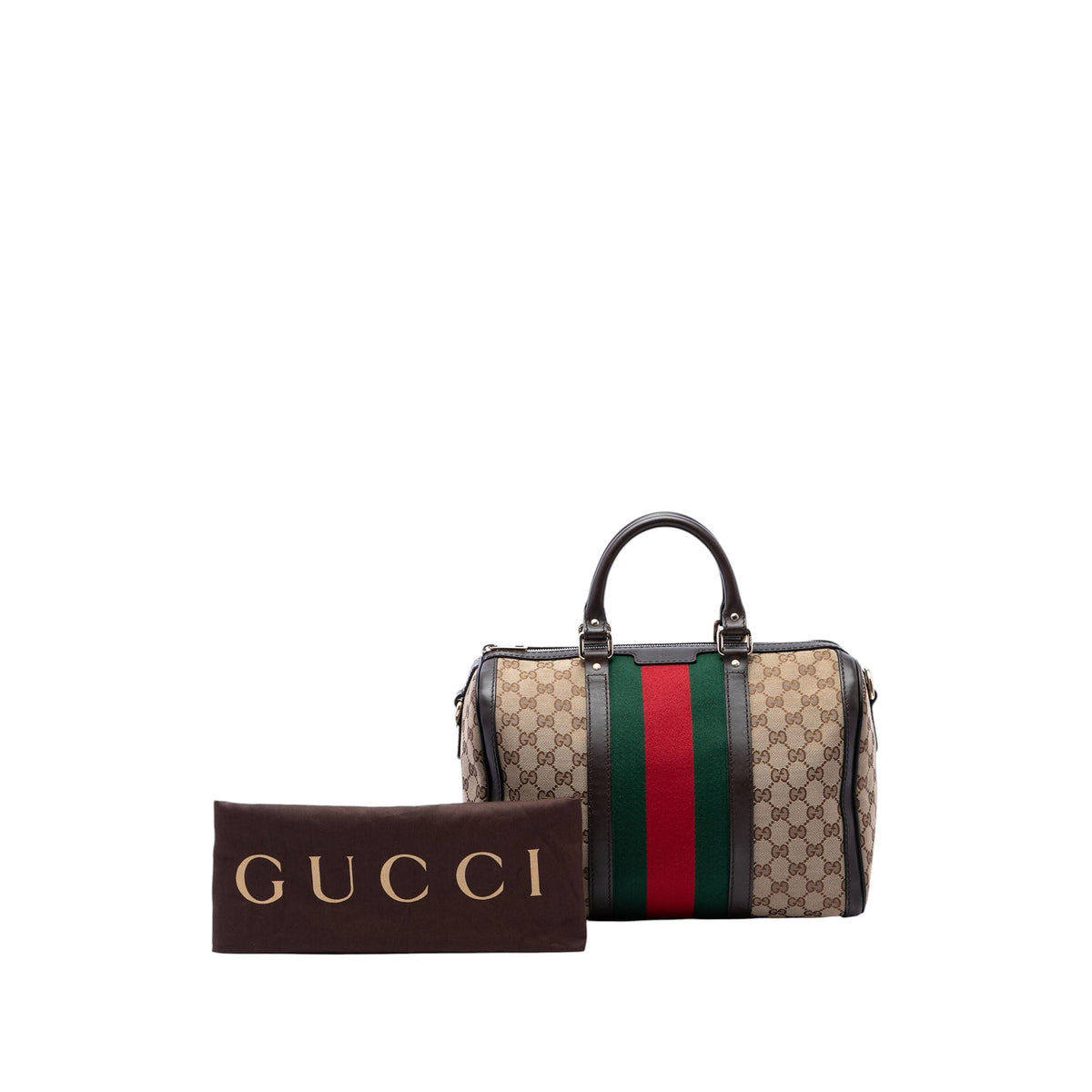Gucci Medium GG Canvas Web Joy Boston Bag — Beige