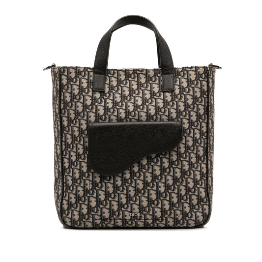 Dior Oblique Canvas and Leather Saddle Tote