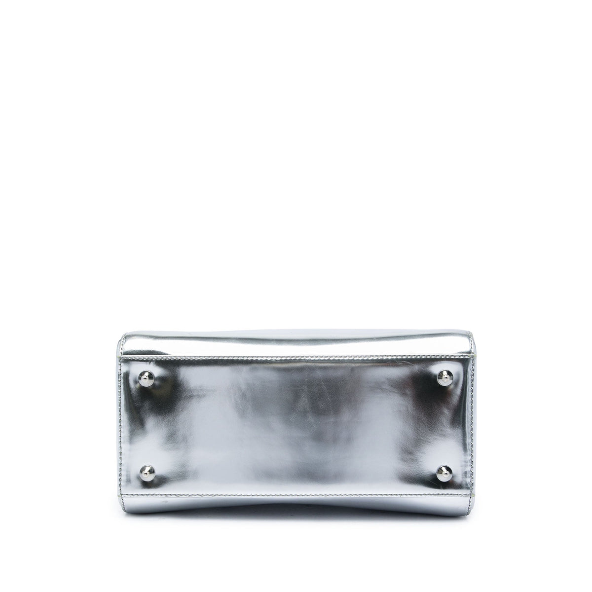 Dior Medium Metallic Patent Lady Dior — Silver