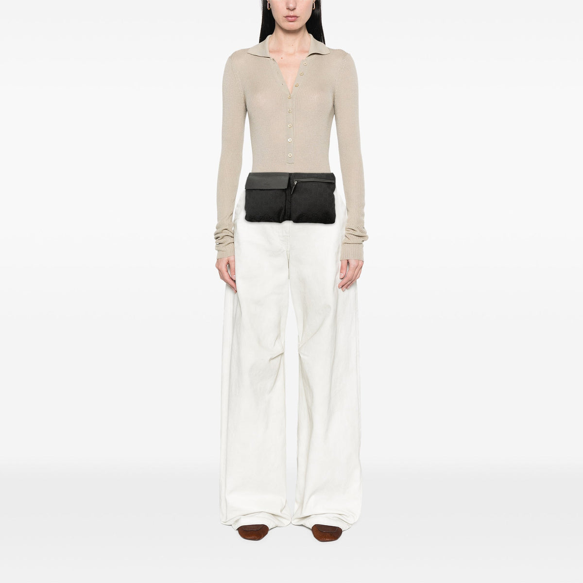 Gucci GG Canvas Double Pocket Belt Bag