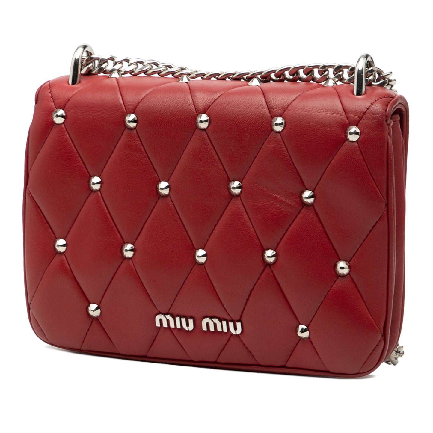 Miu Miu Studded Matelasse Leather Crossbody