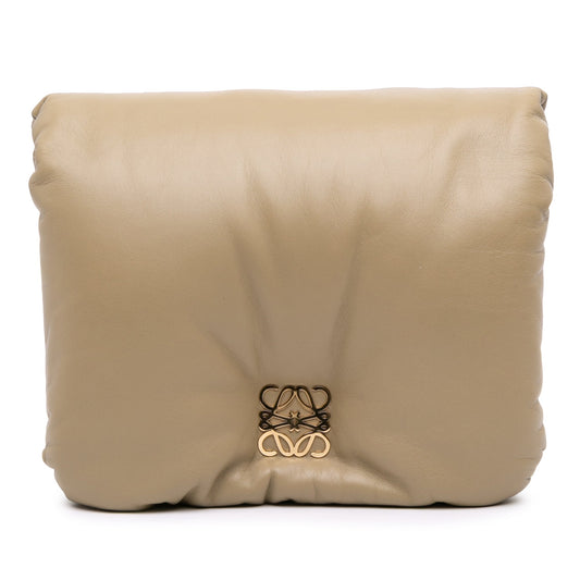 LOEWE Shiny Lambskin Goya Puffer Chain Bag