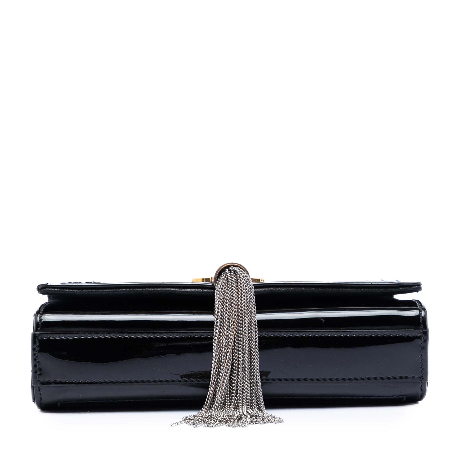Small Quilted Patent Monogram Kate Tassel Crossbody