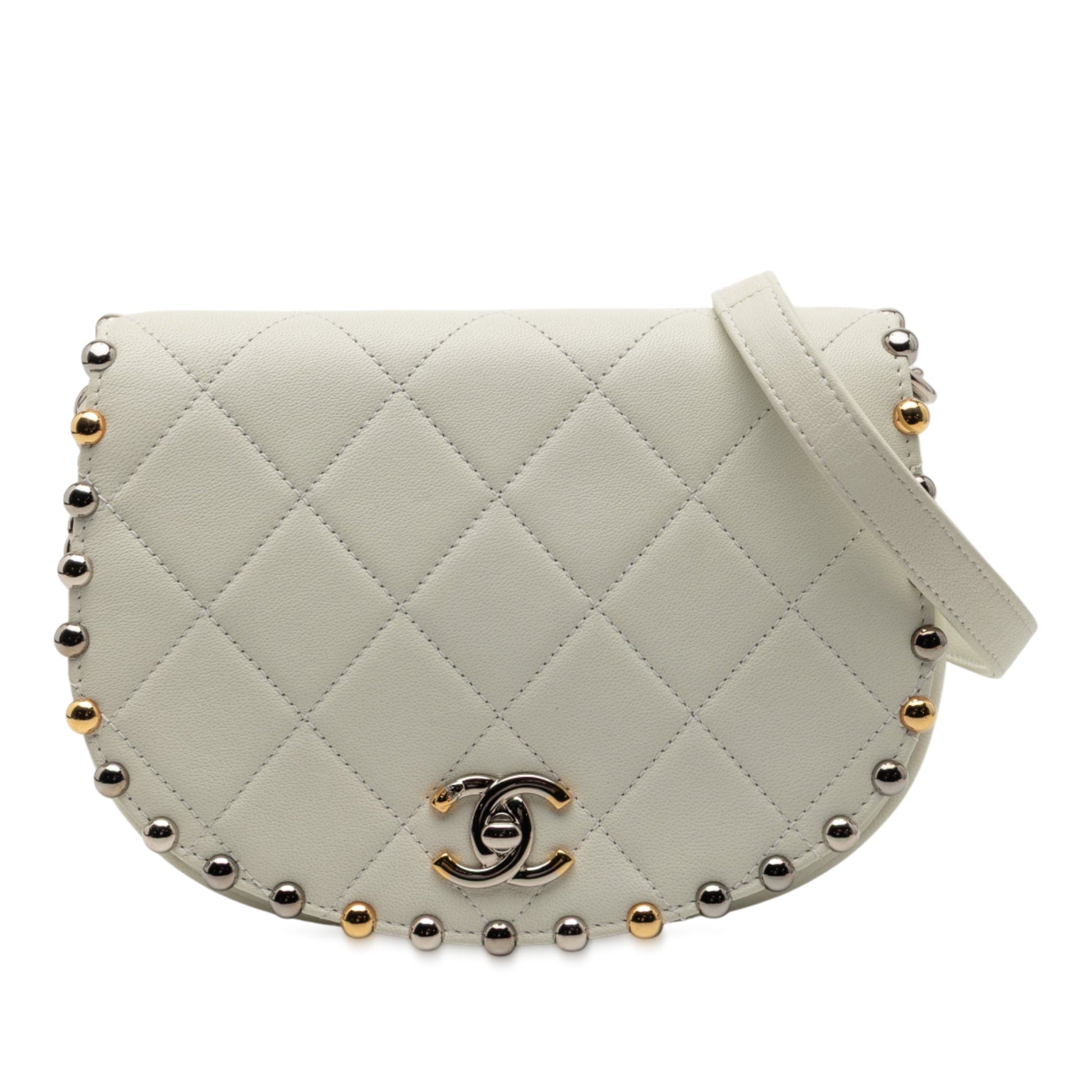 Chanel Small Quilted Lambskin Studded Bubble Flap