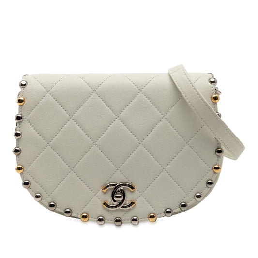 Chanel Small Quilted Lambskin Studded Bubble Flap