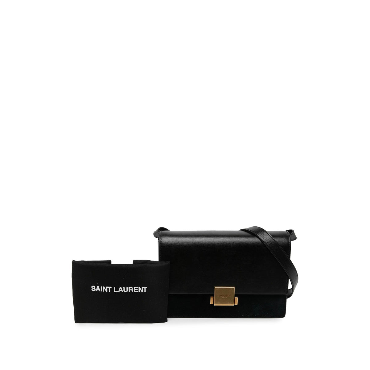Saint Laurent Medium Calfskin and Suede Bellechasse Bag — Black