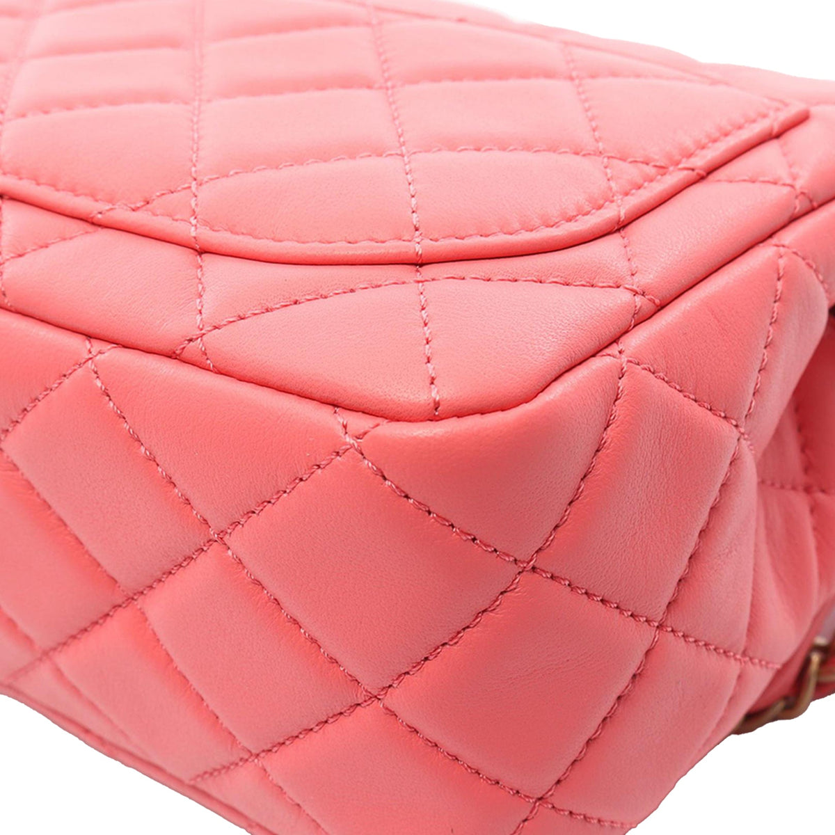 Chanel Mini Square Classic Lambskin Pearl Crush Single Flap — Pink