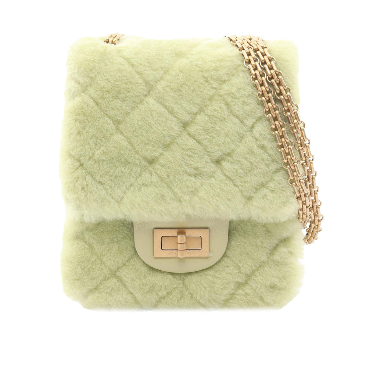 Chanel Mini Quilted Shearling 2.55 Reissue North South Flap