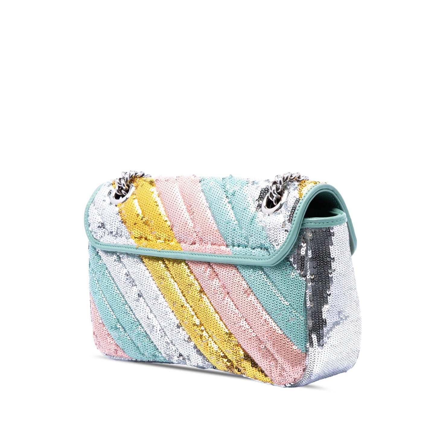 Gucci Medium GG Marmont Matelasse Diagonal Multicolore Sequin and Calfskin Shoulder Bag