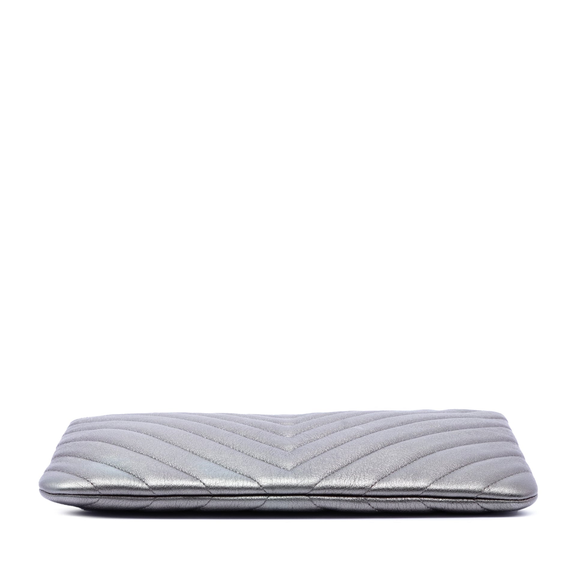 Chanel Medium Chevron Metallic Calfskin O Case Clutch