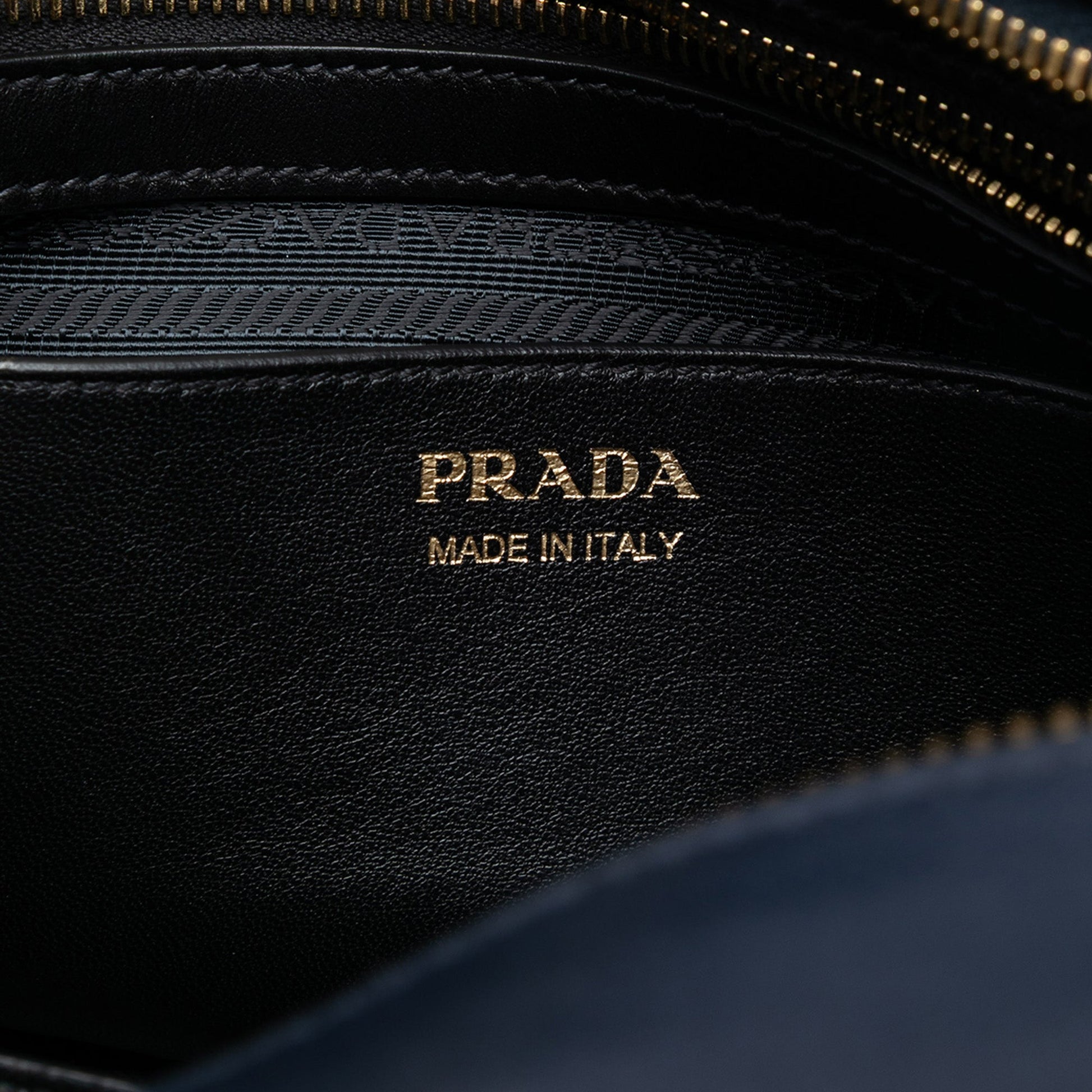 Prada Medium Saffiano Trimmed City Calf Greca Esplanade Satchel