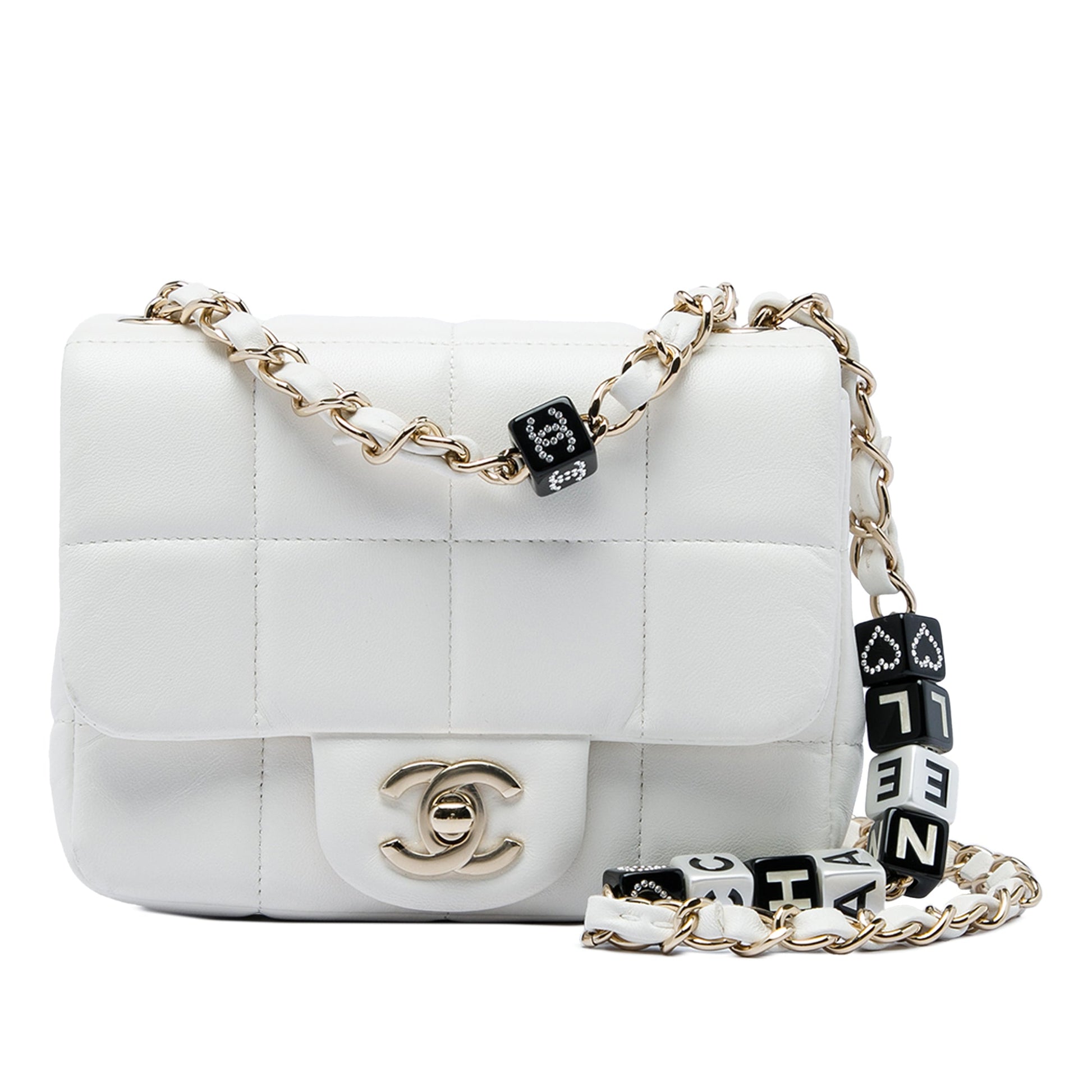 Chanel Mini Quilted Lambskin Resin Crystal Square Monacoco Flap