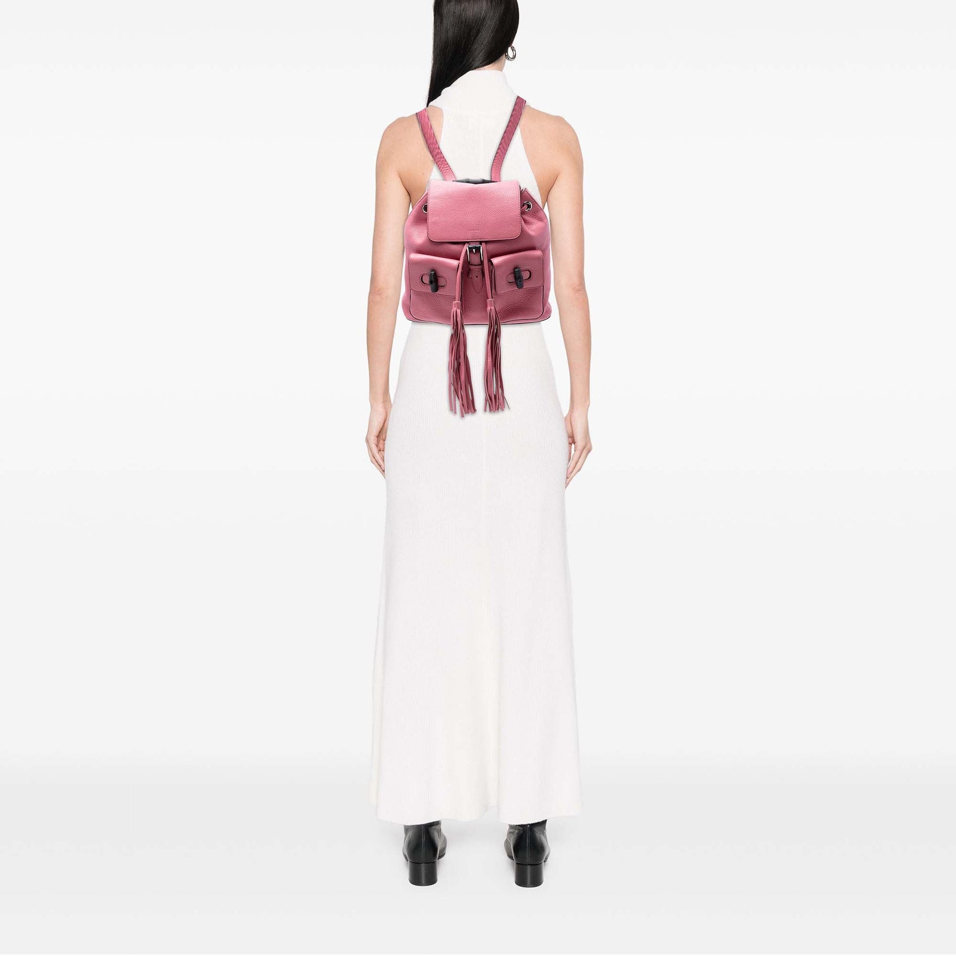 Gucci Leather Bamboo Tassel Backpack