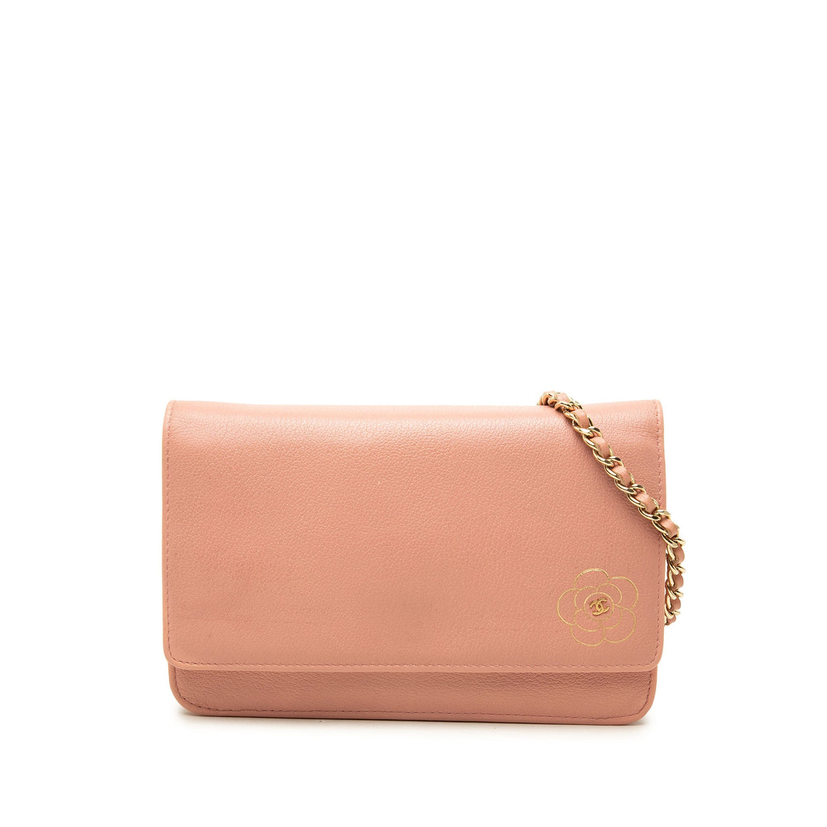 Chanel CC Calfskin Camellia Wallet On Chain — Pink