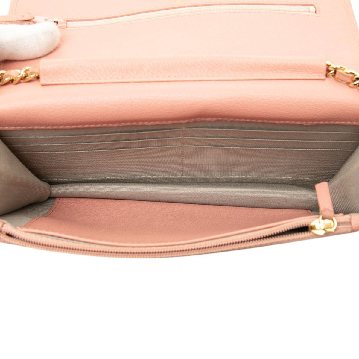 Chanel CC Calfskin Camellia Wallet On Chain — Pink