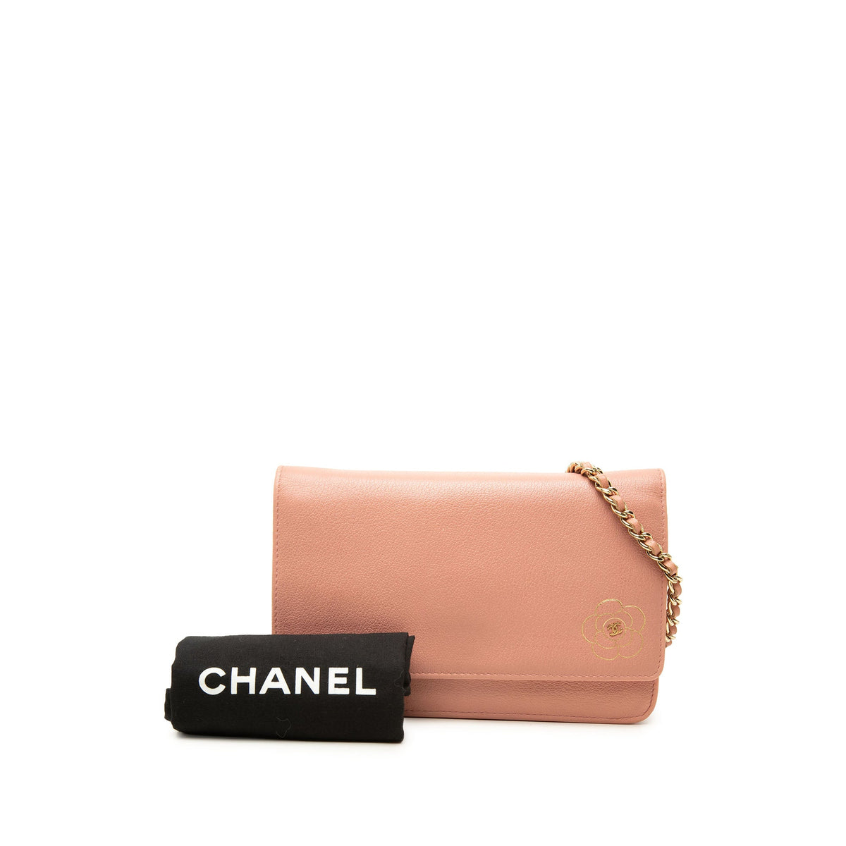 Chanel CC Calfskin Camellia Wallet On Chain — Pink