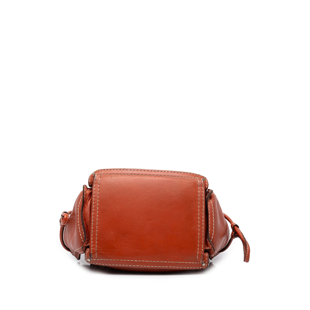 LOEWE Leather Perforated Anagram Punching Tote — Orange