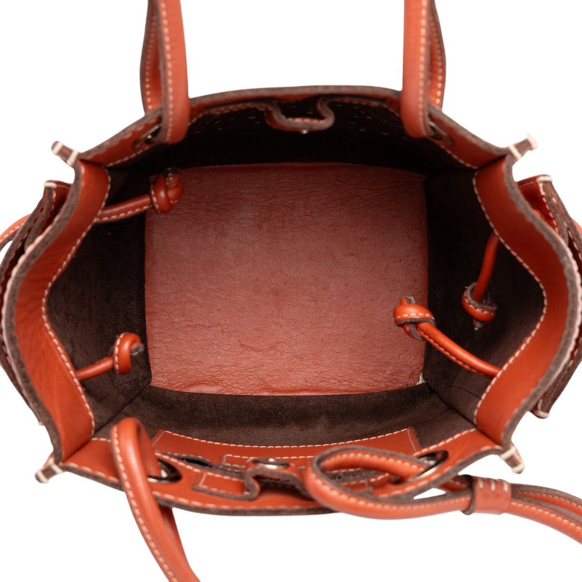 LOEWE Leather Perforated Anagram Punching Tote — Orange
