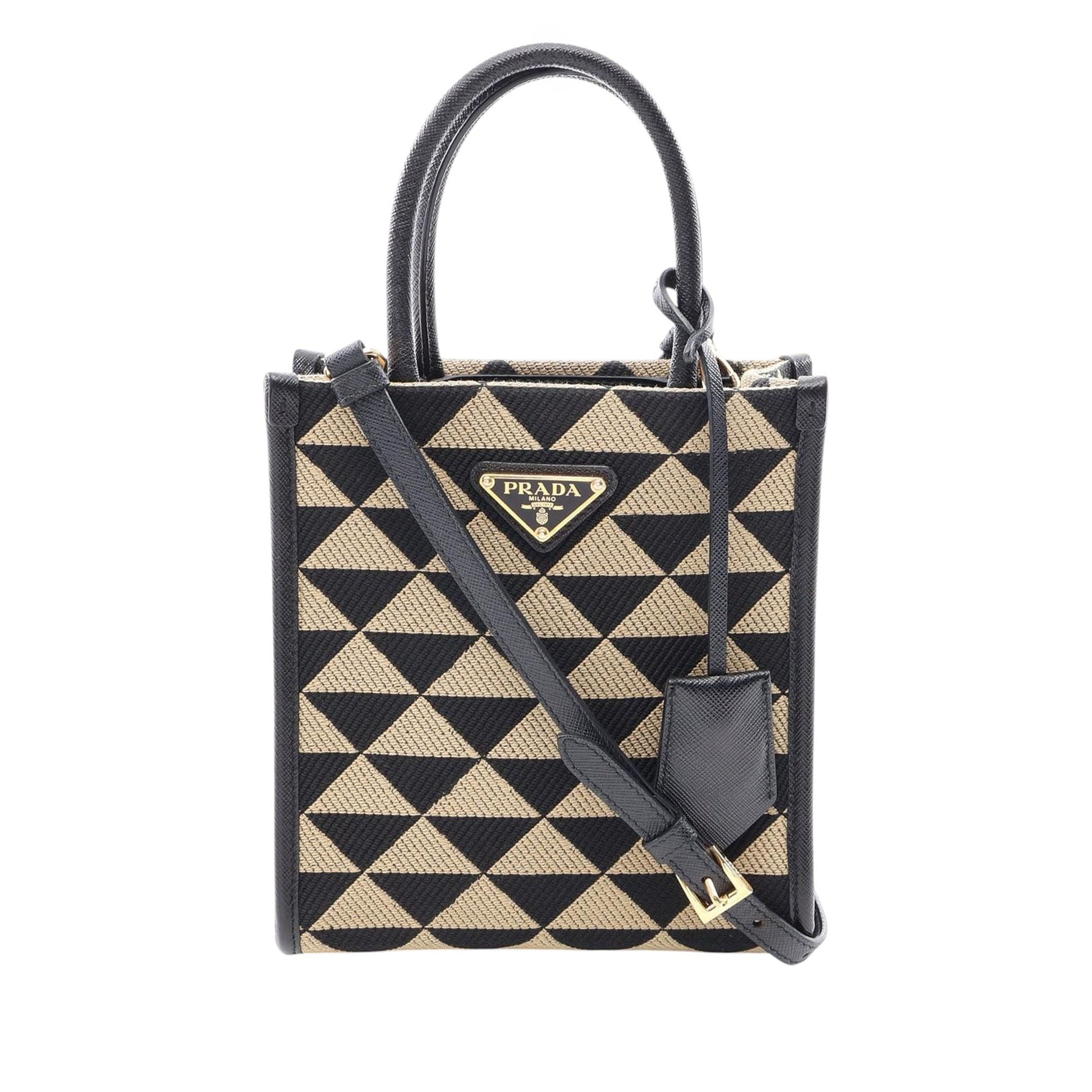 Prada Mini Embroidered Jacquard Symbole Triangolo Satchel