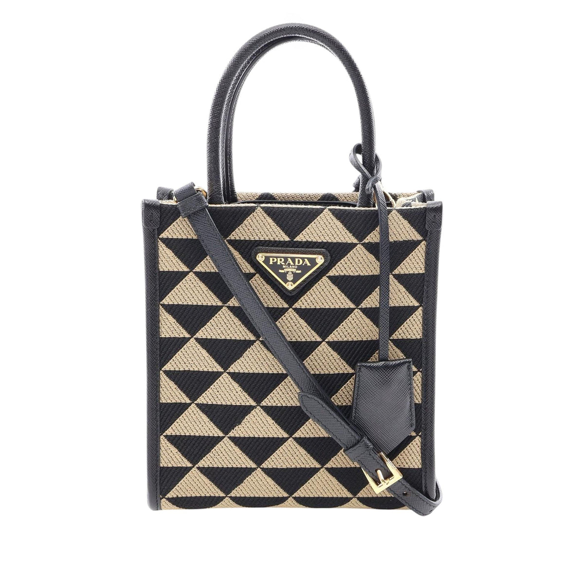 Prada Mini Embroidered Jacquard Symbole Triangolo Satchel