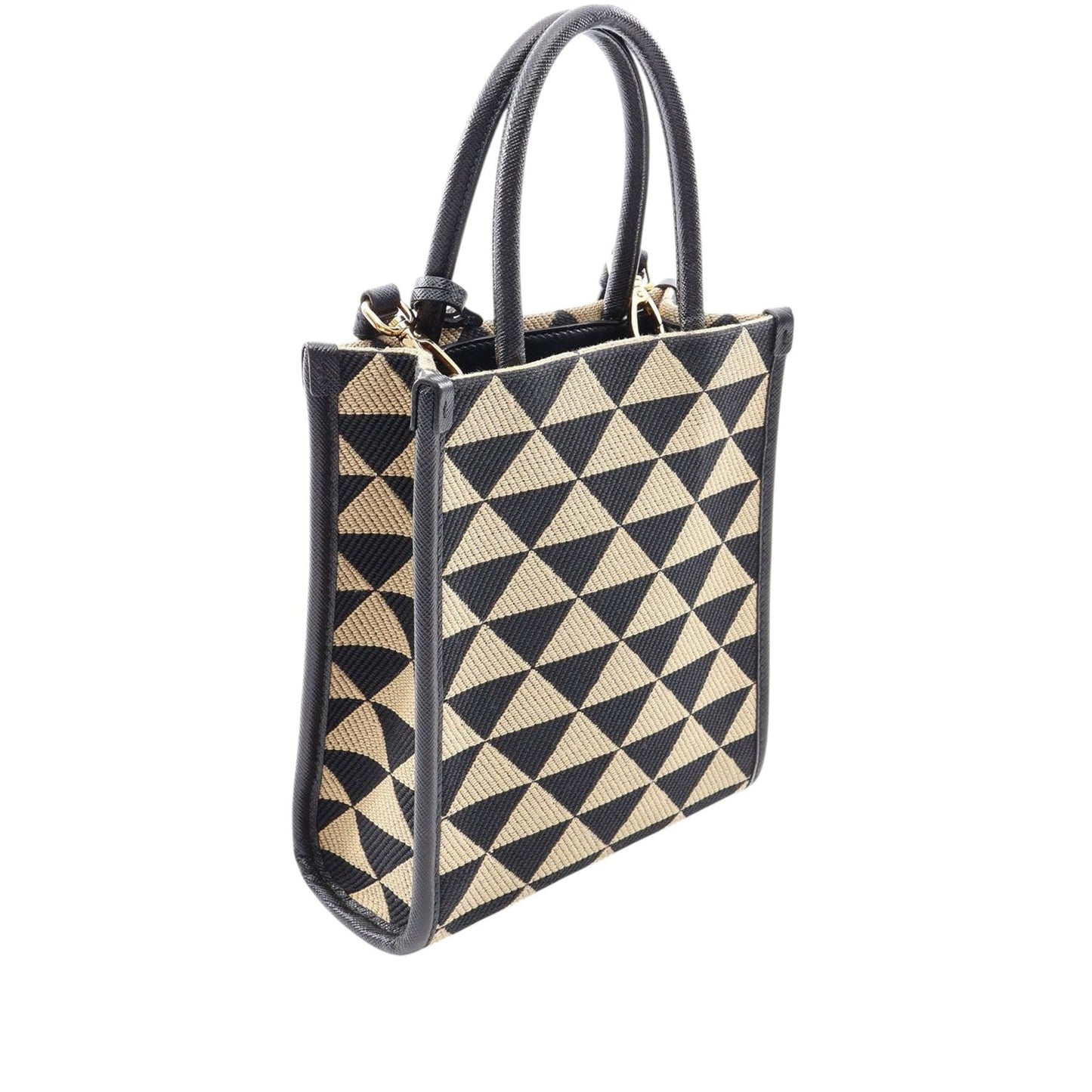 Prada Mini Embroidered Jacquard Symbole Triangolo Satchel