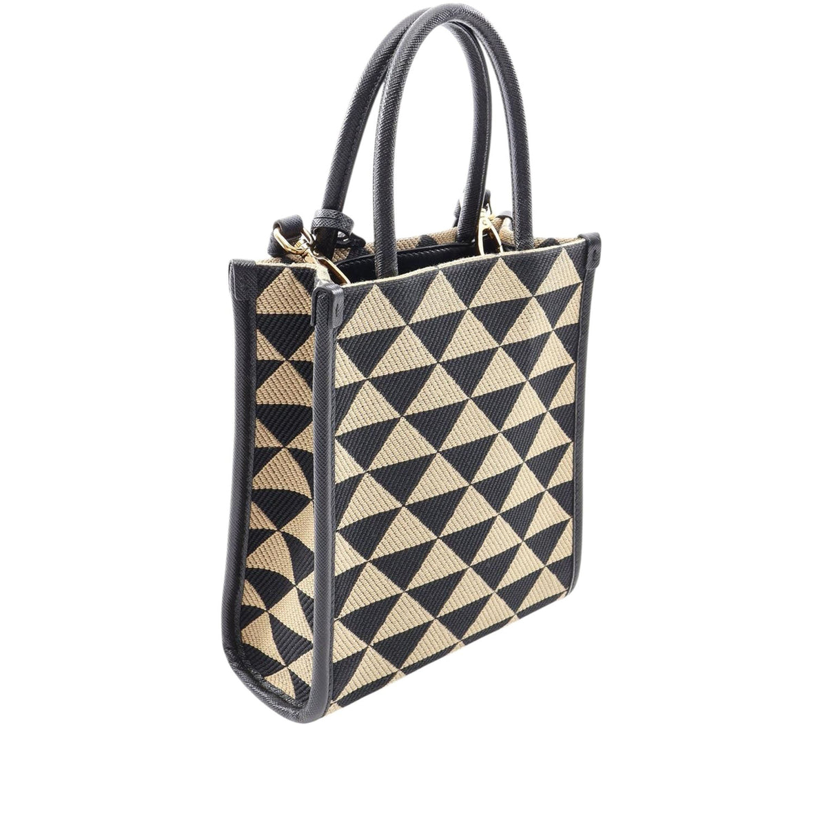 Prada Mini Embroidered Jacquard Symbole Triangolo Satchel