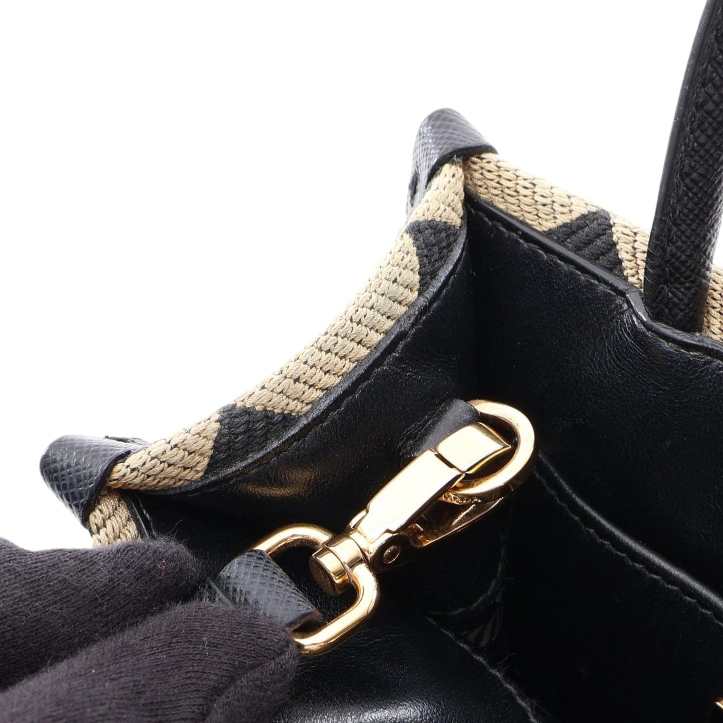 Prada Mini Embroidered Jacquard Symbole Triangolo Satchel