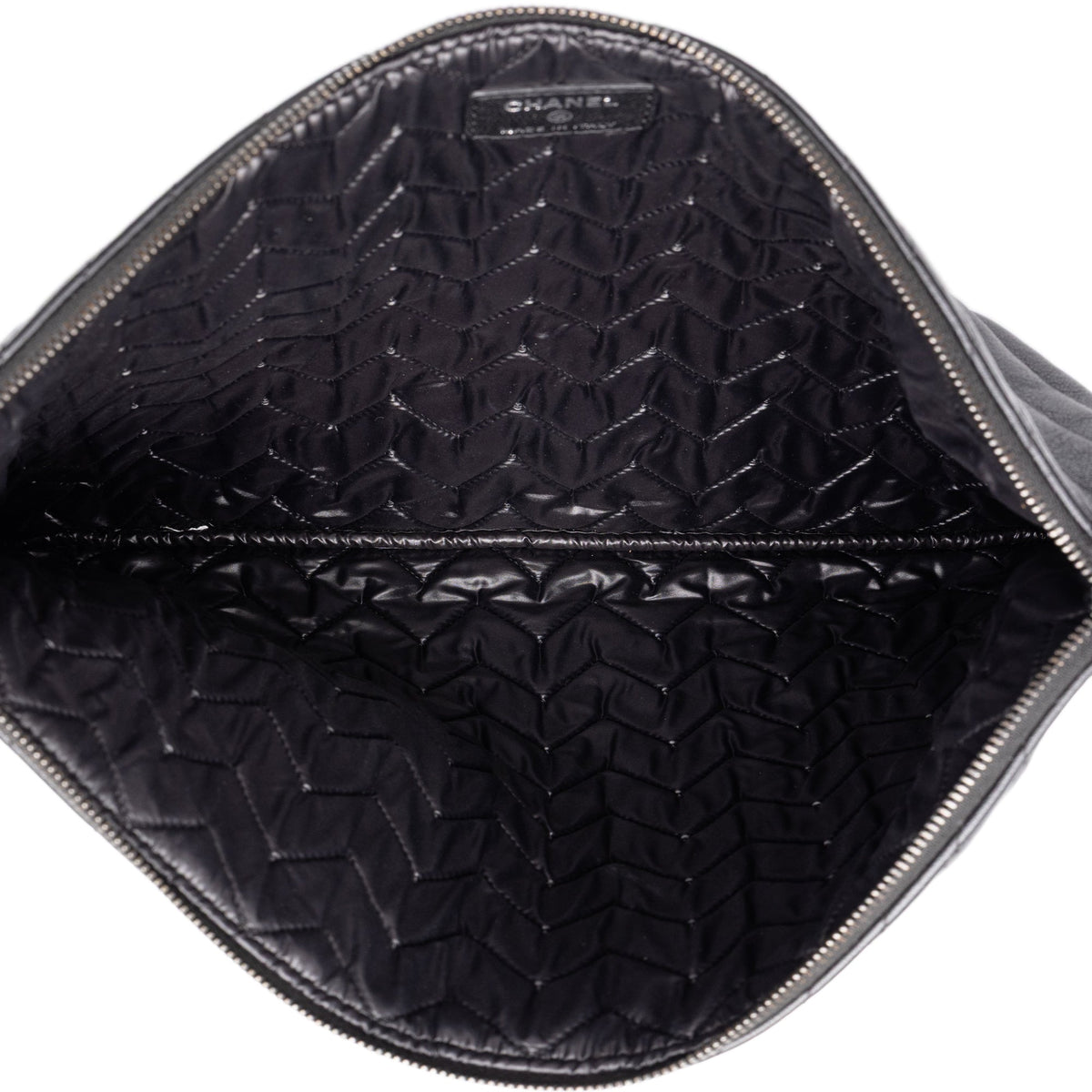 Chanel Large Diagonal Chevron Lambskin So Black Reissue 2.55 O Case Clutch