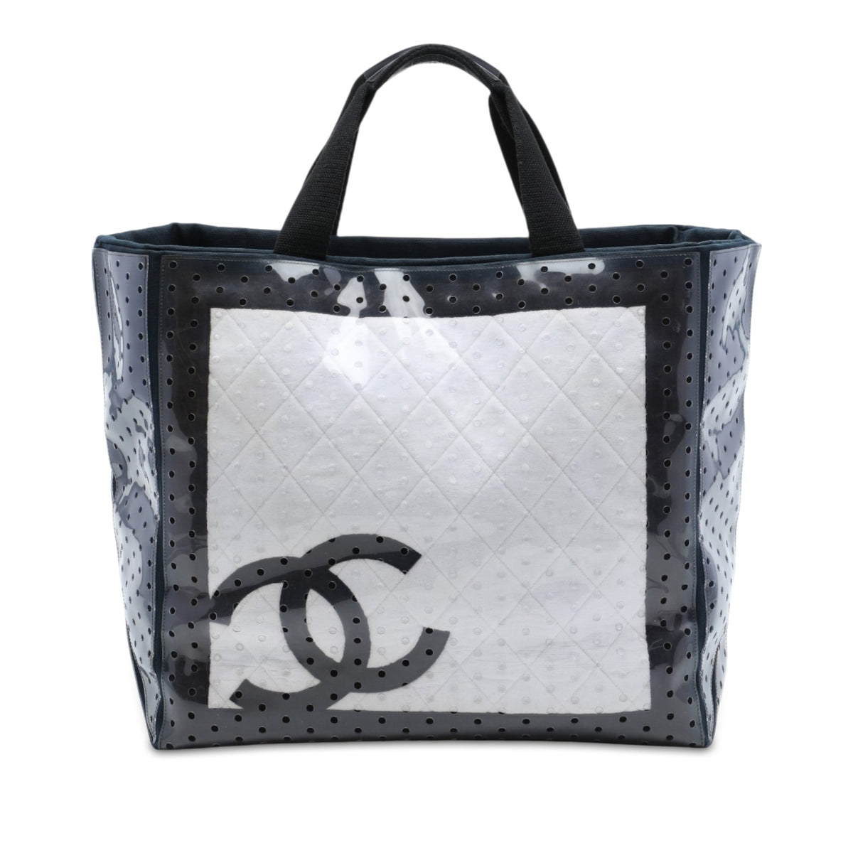 Chanel CC Quilted Cotton and PVC Punching Tote