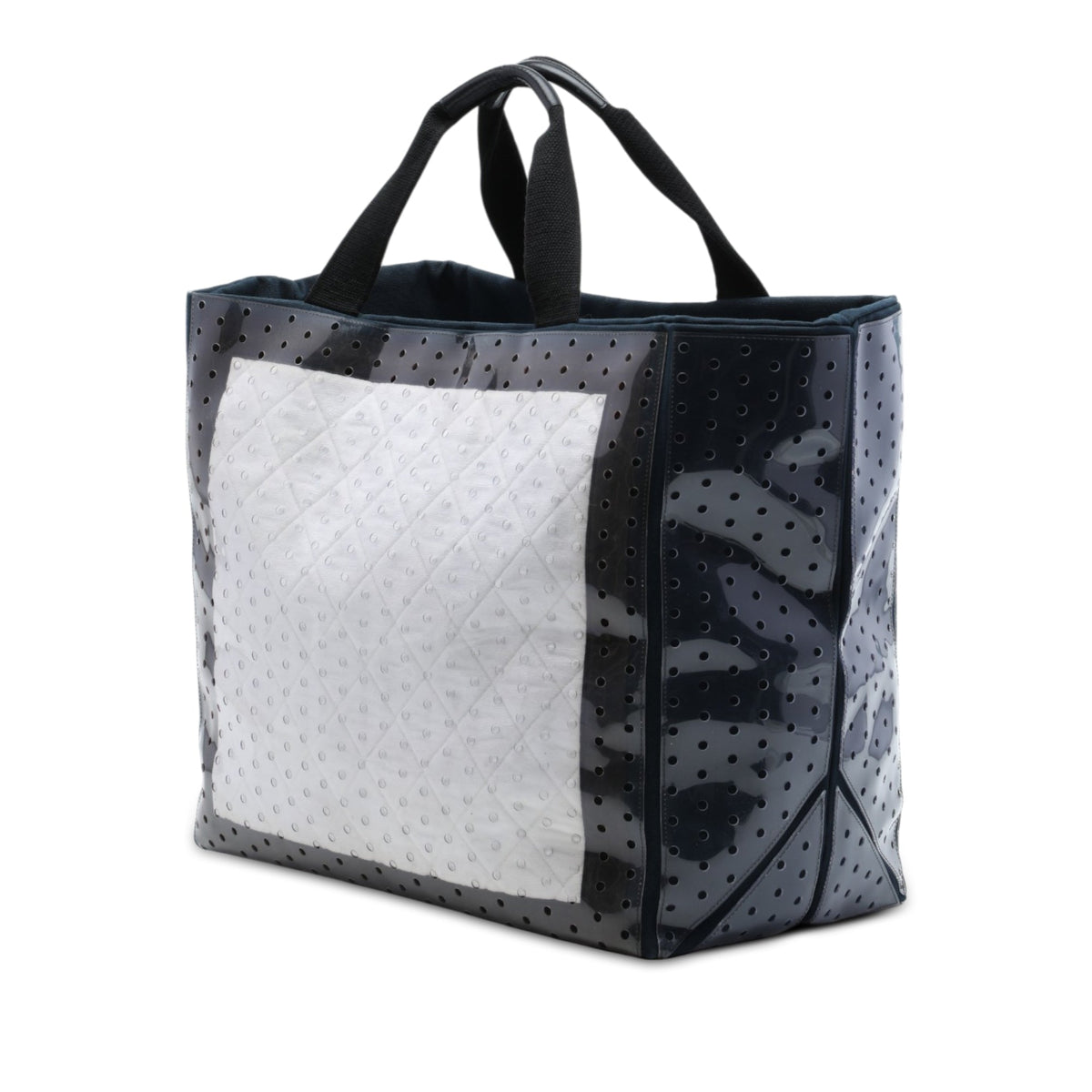 Chanel CC Quilted Cotton and PVC Punching Tote