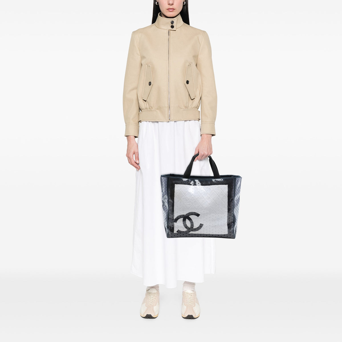 Chanel CC Quilted Cotton and PVC Punching Tote