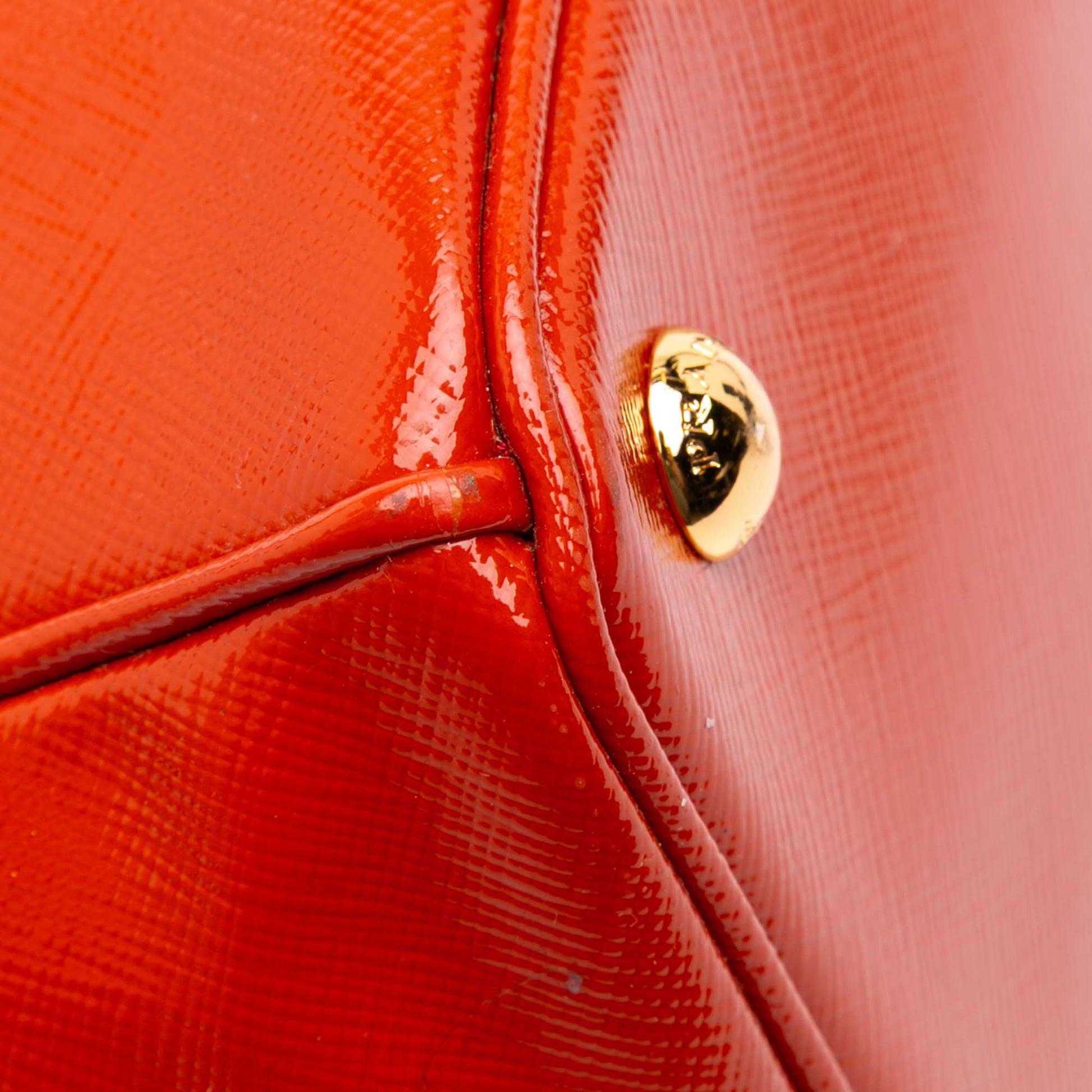 Prada Medium Saffiano Vernice Galleria Double Zip Satchel