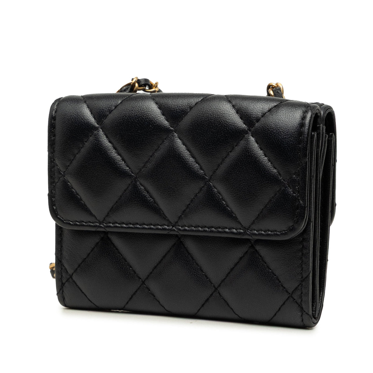 Chanel CC Quilted Lambskin Card Holder On Chain