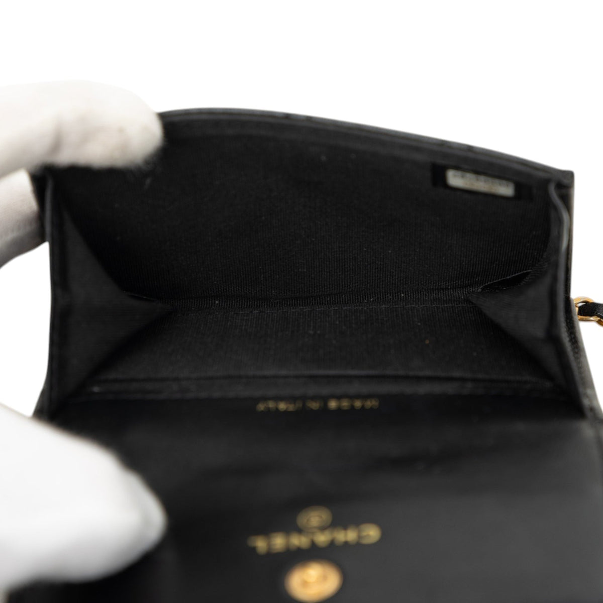 Chanel CC Quilted Lambskin Card Holder On Chain